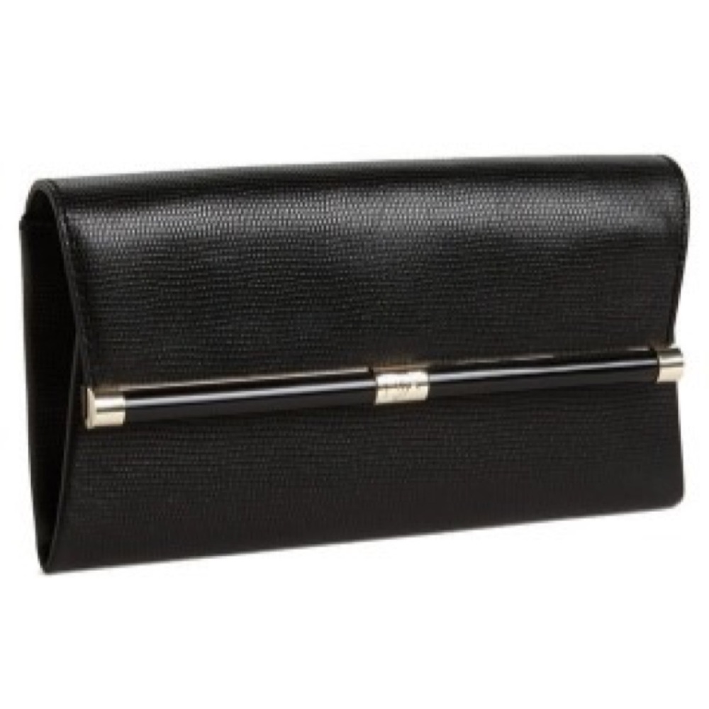 ⭐️ Diane von Furstenberg Lizard-Embossed Envelope Clutch Bag, Black